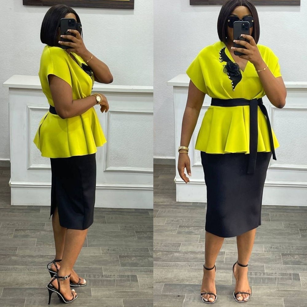 Elegant Black And Yellow Dress